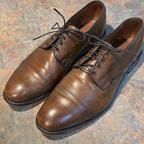 Allen Edmonds Lexington Brown Leather Captoe Derby Loafers Sz 9 - Picture 1 of 13